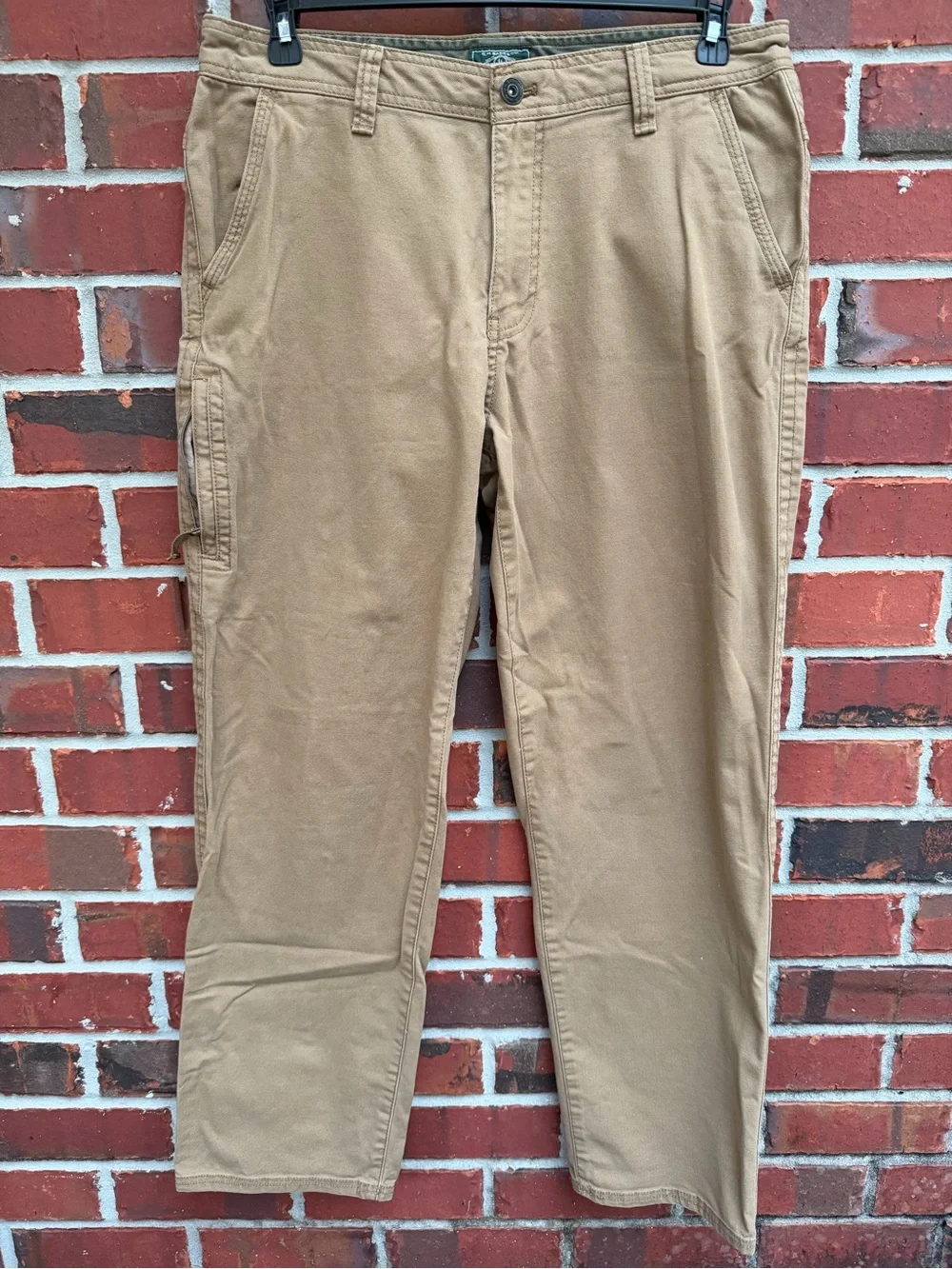 GH Bass & Co Canvas Terrain Pants 34x32 Rugged Khaki Tan Cotton Cargo Pants P4